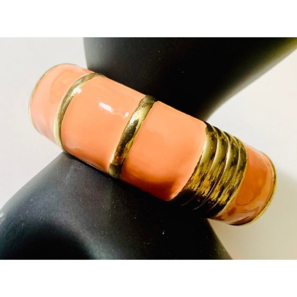 Boho Peach Enameled Bangle Bracelet - Picture 3 of 6
